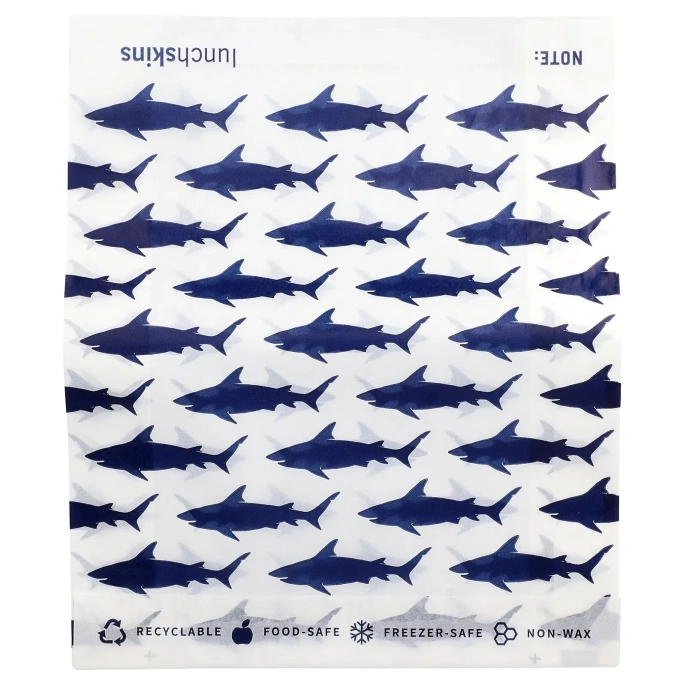 Lunchskins, бумажные пакеты для сэндвичей, акула, 50 шт.