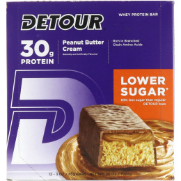 Detour, Батончики из сывороточного белка с арахисовым маслом и сливками, 12 батончиков по 3 унции (85 г) каждый