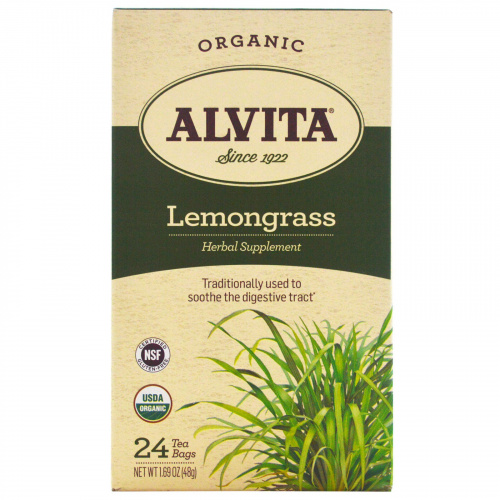 Alvita Teas, Organic, чай с лимонным сорго, без кофеина, 24 чайных пакетика по 1,69 унции (48 г) каждый