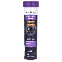 Sambucol черная бузина, шипучие таблетки с витамином C и Цинком для детей от 4 лет, 15 шипучих таблеток