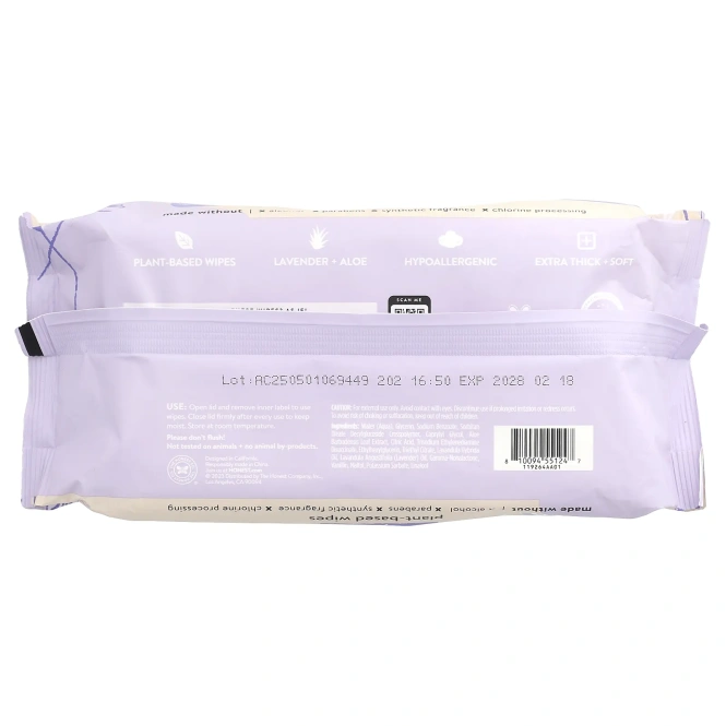 The Honest Company, салфетки на растительной основе, лаванда, 60 шт.