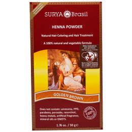 Surya Brasil, Порошок хны, натуральное окрашивание и уход за волосами, золотисто-коричневый, 50 г