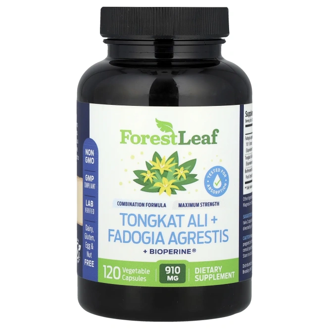 Forest Leaf, Tongkat Ali + Fadogia Agrestis + BioPerine®, 120 растительных капсул