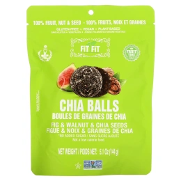 Nature's Wild Organic, All Natural, закуски из фруктов и орехов, фит-шарики, инжир + грецкие орехи + семена чиа, 5,1 унции (144 г)
