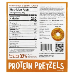 Crisp Power, протеиновые крендели, с чеддером, 6 пакетиков по 50 г (1,75 унции)
