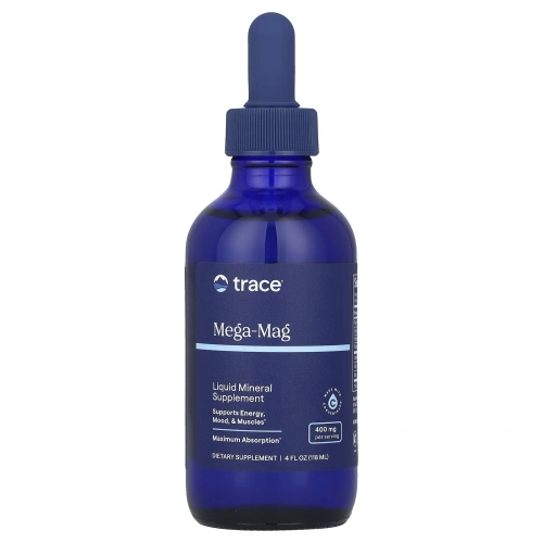 Trace Minerals Research, Mega-Mag, естественный ионический магний с микроэлементами, 400 мг, 4 жидк. унц. (118 мл)