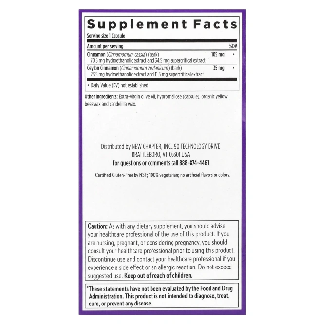 New Chapter, Сила корицы, 60 вегетарианских капсул