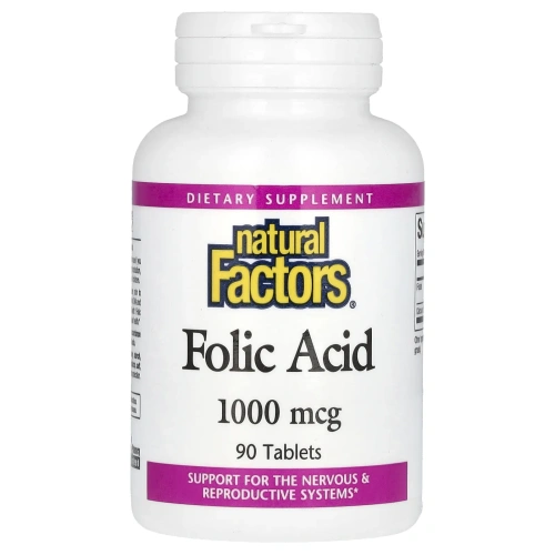 Natural Factors, Фолиевая кислота, 1000 мкг, 90 таблеток