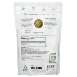 Micro Ingredients, органический экстракт корня одуванчика, 454 г (1 фунт)