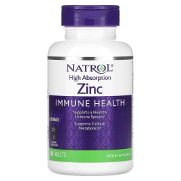 Natrol, цинк с высокой степенью абсорбции, со вкусом натурального ананаса, 60 таблеток
