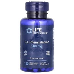Life Extension, D, L-фенилаланин, 500 мг, 100 вегетарианских капсул