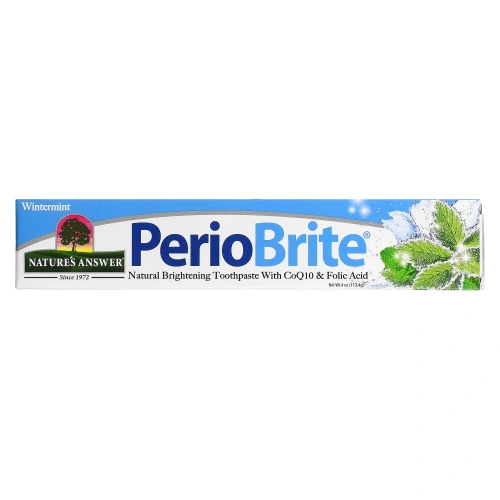 Nature's Answer, PerioBrite, натуральная отбеливающая зубная паста с коэнзимом Q10 и фолиевой кислотой, освежающая мята, 4 жидких унции (113,4 г)
