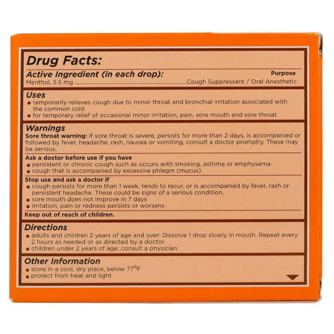 Herbion, Леденцы от кашля, без сахара, с апельсиновым вкусом, 18 леденцов