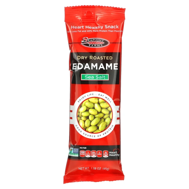 Seapoint Farms, Обжаренный эдамаме, морская соль, 12 пакетиков по 45 г (1,58 унции)