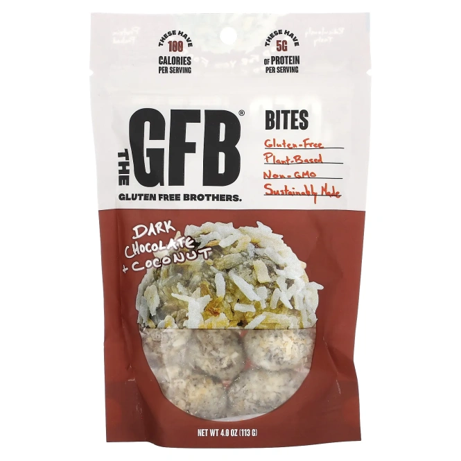The GFB, Кусочки без глютена, темный шоколад + кокос, 113 г (4 унции)