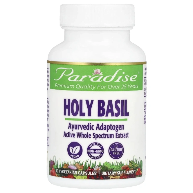Paradise Herbs, Базилик священный, 60 вегетарианских капсул