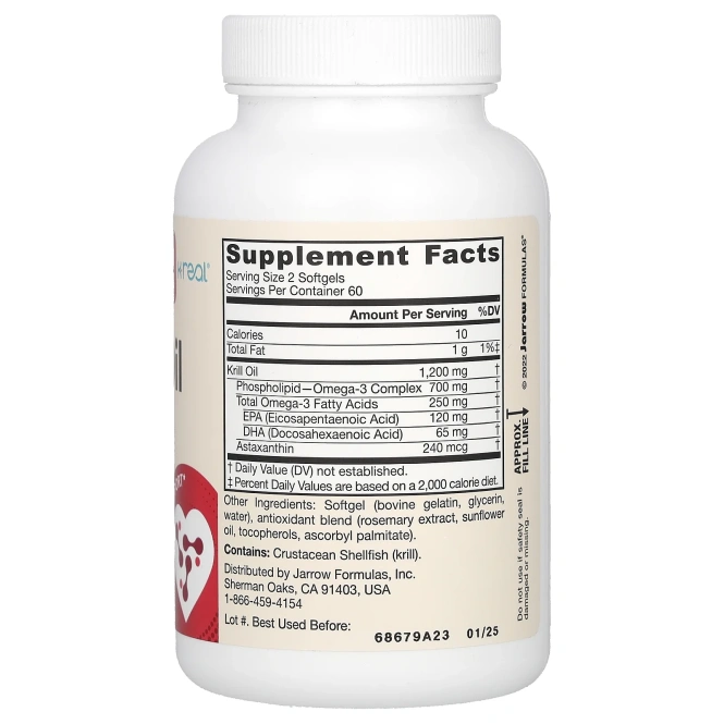 Jarrow Formulas, Масло криля, 120 мягких капсул