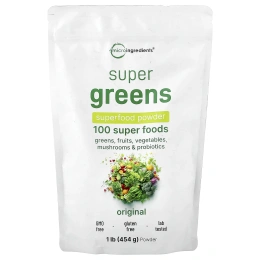 Micro Ingredients, Super Greens, суперфуды в порошке, оригинальный вкус, 454 г (1 фунт)