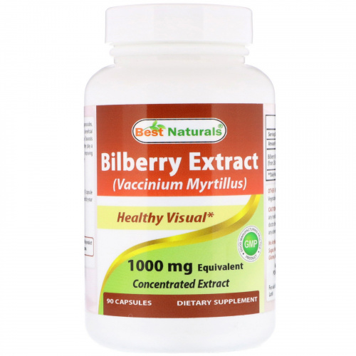 Best Naturals, Bilberry Extract (Vaccinium Myrtillus), 1000 mg , 90 Capsules