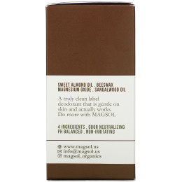 Magsol, Magnesium Deodorant, Sandalwood, 3.2 oz (95 g)