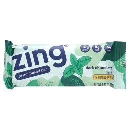 Zing Bars, растительный батончик, темный шоколад, мята и миндальная паста, 12 батончиков по 50 г (1,76 унции)