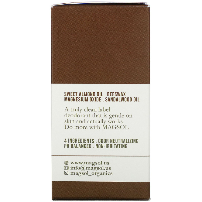 Magsol, Magnesium Deodorant, Sandalwood, 3.2 oz (95 g)