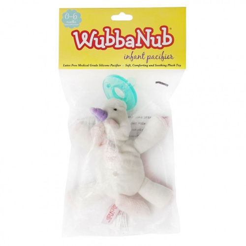 WubbaNub, Соска для младенцев, для детей 0–6 месяцев, Unicorn, 1 соска
