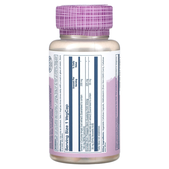 Solaray, Экстракт корня куркумы - Усовершенствованная формула 60 вег капсул