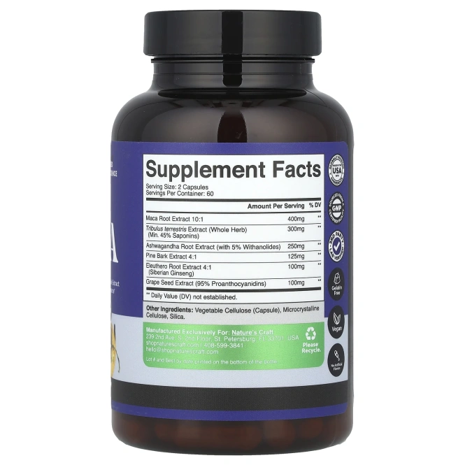 Nature's Craft, Men's Wellness, комплекс из корня маки, 120 капсул