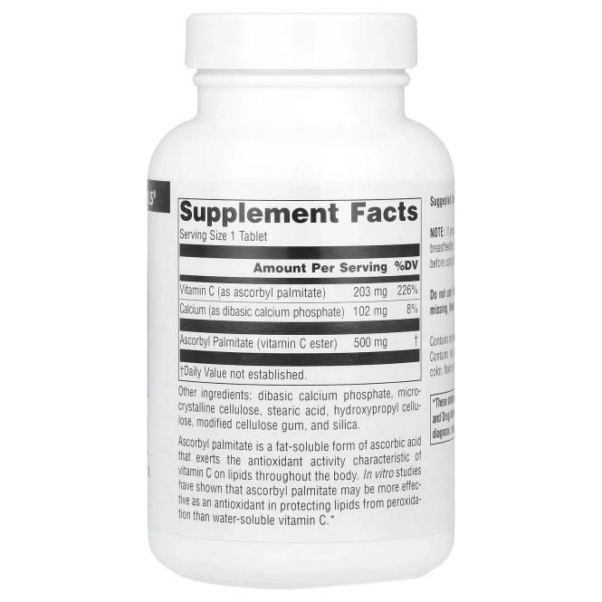 Source Naturals, Аскорбилпальмитат, 500 мг, 90 таблеток