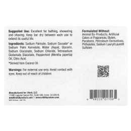 Mild By Nature, кастильское мыло, с ароматом перечной мяты, 141 г (5 унций)