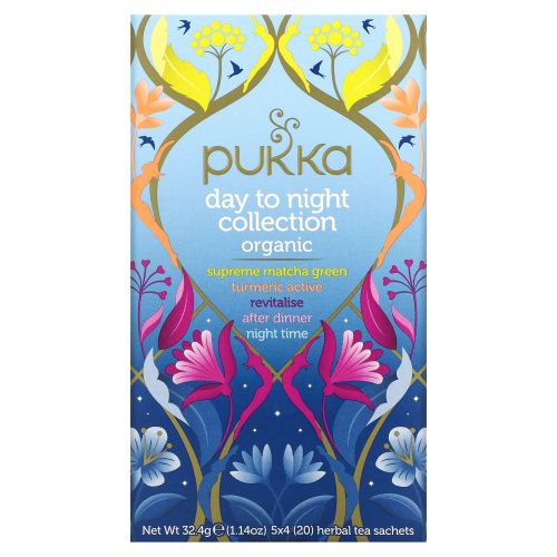 Pukka Herbs, Коллекция органических чаев «Day to Night», 20 пакетиков с травяным чаем, 32,4 г