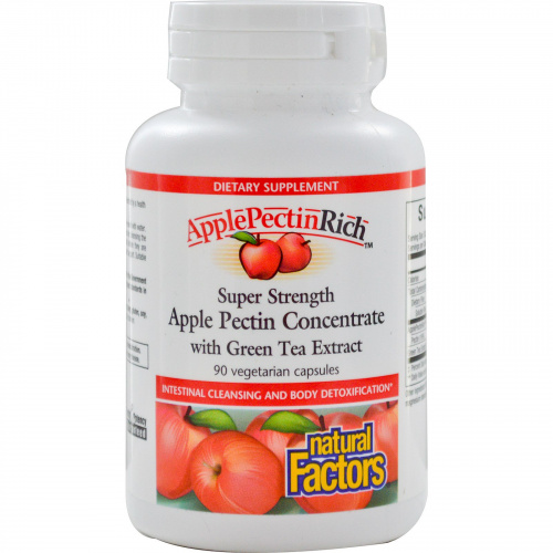 Natural Factors, ApplePectinRich, супер сильный концентрат яблочного пектина, 90 растительных капсул