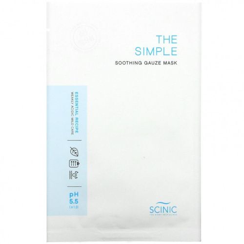 Scinic, The Simple Soothing Gauze Beauty Mask, pH 5,5, 1 маска