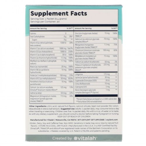 Vitalah, Oxylent, Multivitamin Supplement Drink, Variety Pack, 30 Packets, 0.23 oz (6.4 g) Each