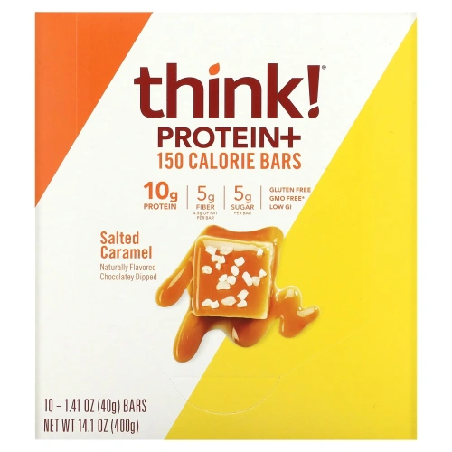 Think Thin, Protein & Fiber Bars. Salted Caramel, 10 Bars, 1.41 oz (40 g) Each