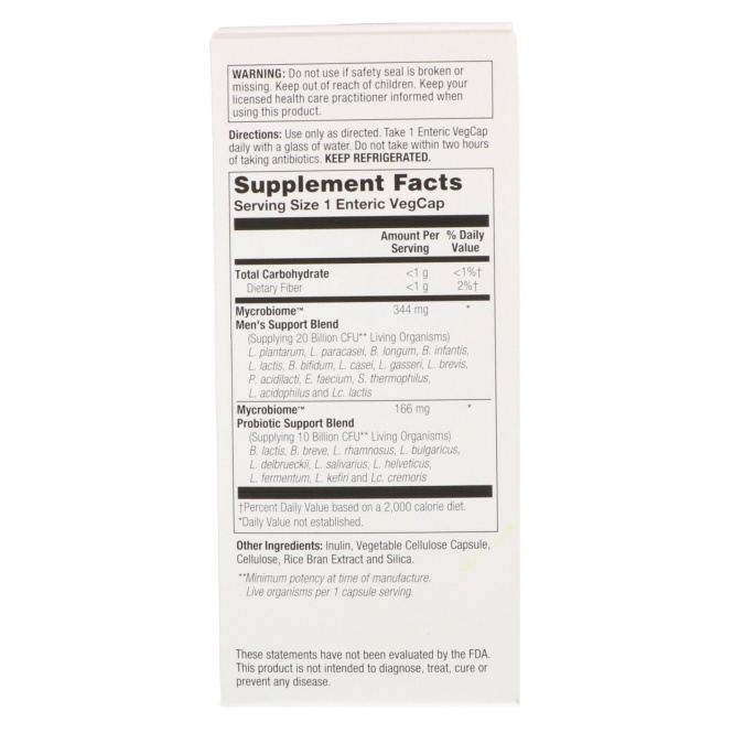 Solaray, Mycrobiome Probiotic Men's Formula, 30 Billion, 30 Enteric VegCaps