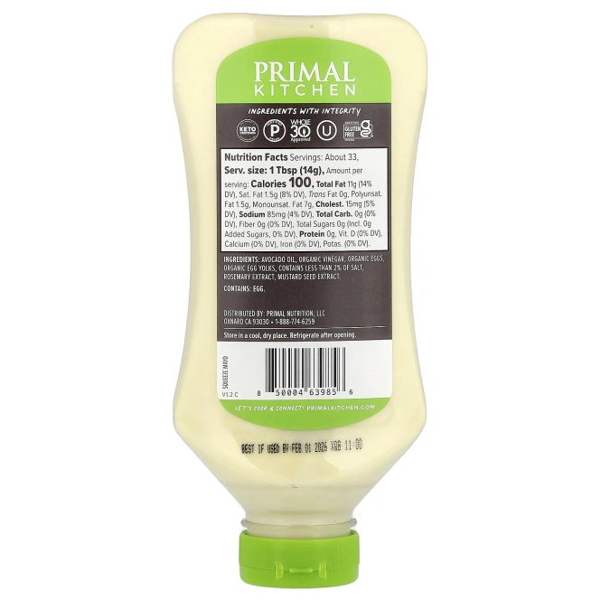 Primal Kitchen, майонез с маслом авокадо, 503 мл (17 жидк. унций)