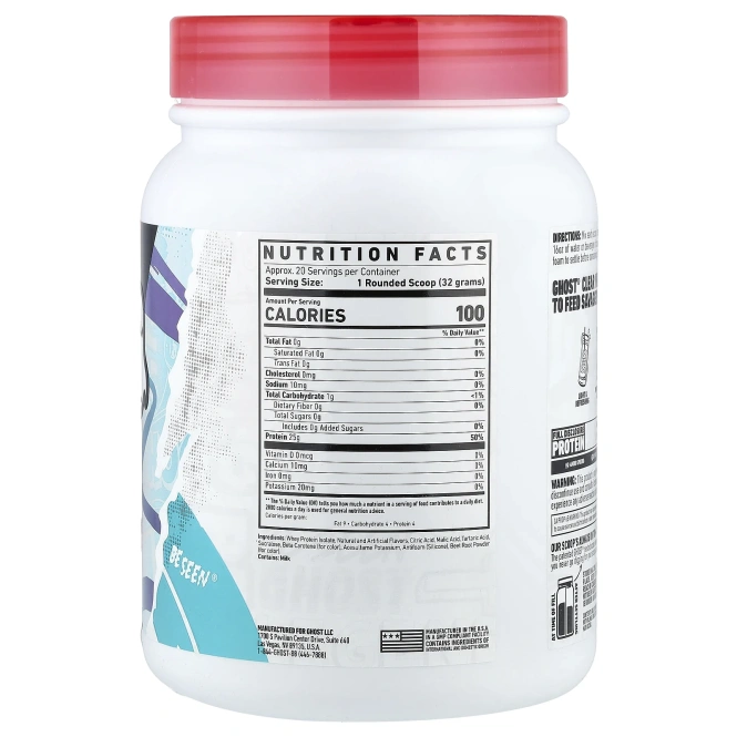 Ghost, Whey, чистый изолят протеина, со вкусом апельсинового крема, 640 г (1,4 фунта)