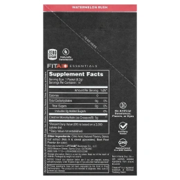 FITAID, Essentials, моногидрат креатина, со вкусом арбуза, 14 стик-пакетов по 6,2 г (0,22 унции)