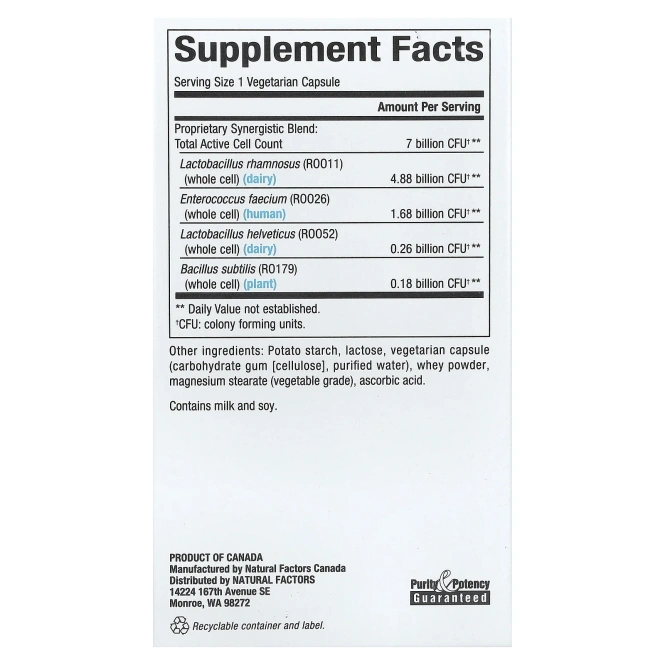 Natural Factors, ReliefBiotic, 7 миллиардов активных клеток, 30 вегетарианских капсул