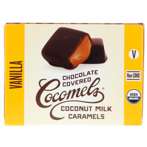 Cocomels, Органический продукт, карамель из кокосового молока в шоколаде, ваниль, 15 шт, 1 унц. (28 г) каждая