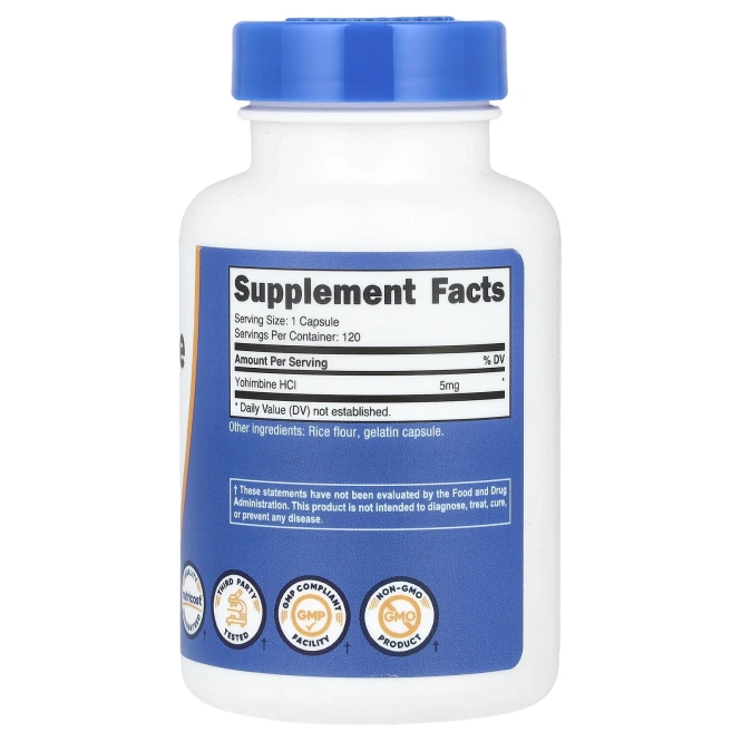 Nutricost, йохимбин, 5 мг, 120 капсул