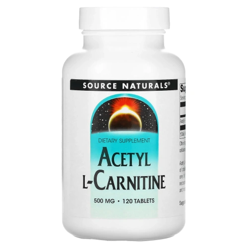 Source Naturals, Ацетил L-карнитин,  500 мг, 120 таблеток