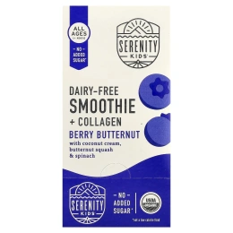 Serenity Kids, безмолочный смузи с коллагеном, для всех детей от 6 месяцев, ягод и мускатная тыква, 6 пакетиков по 99 г (3,5 унции)