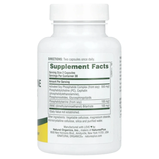 NaturesPlus, комплекс фосфатидилсерина с ДМЭА, 60 вегетарианских капсул