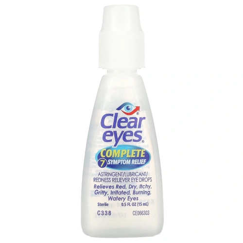 Clear Eyes, Complete 7 Symptom Relief, вяжущее средство / смазка / средство для снятия покраснения, глазные капли, 15 мл (0,5 жидк. Унции)