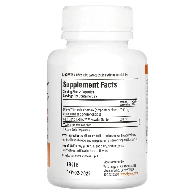 Kyolic, Aged Garlic Extract, куркумин, 50 капсул