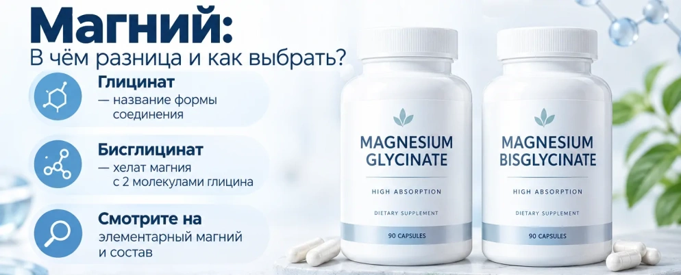 Магний и его хелатные формы: глицинат и бисглицинат — что выбрать?