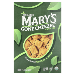 Mary's Gone Crackers, Крекеры Mary's Gone Cheezee ™, на растительной основе, с сыром и травами, 120 г (4,25 унции)
